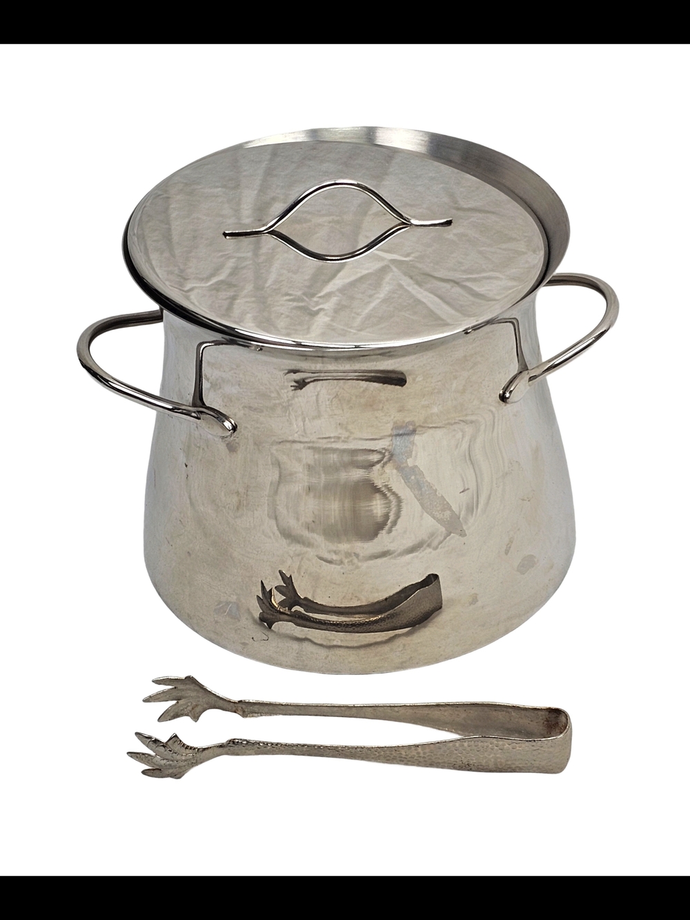 Bodum C. Jorgensen Stainless Steel Ice Bucket Lid Claw Tongs Silver Sleek
